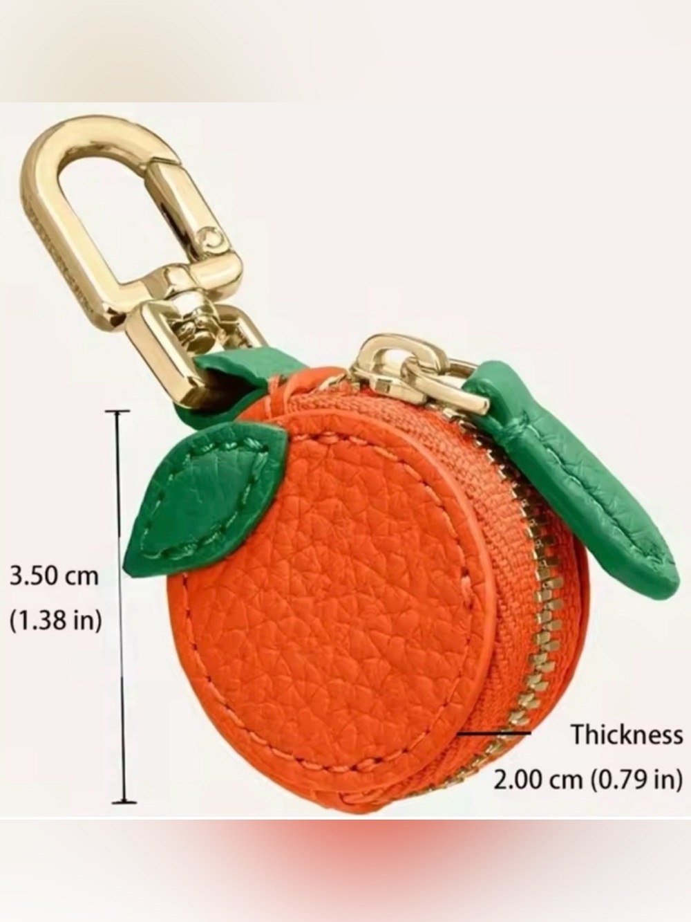 Orange AirTag Keychain Holder Accessory Leather Bag Charm - Picture 4 of 5